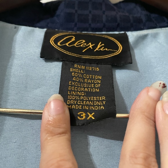 Alex Kim Navy Floral Embroidered Jacket Size 3X - Picture 3 of 8